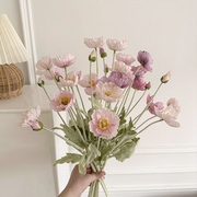 高档粉色冰岛虞美人仿真花假花ins客厅装饰花卉摆设花束高级花瓶