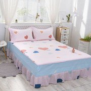 床罩床裙纯棉单件全棉简约防滑固定单双人少女孩粉色1.2m1.5米1.8