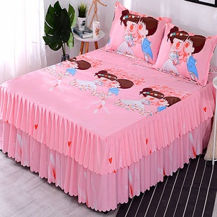 韩式床裙三件套席梦思喜庆床罩床套床盖床笠1.2米1.5米1.8米2米床