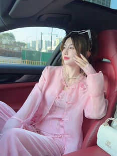 新中式国风禅意2024年春夏季女装气质名媛高级感粉色衬衫上衣