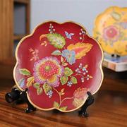 现代中式赏盘陶瓷盘摆盘客厅，玄关博古架桌面，装饰盘墙壁挂盘送摆架