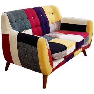 日式小户型客厅创意家具个性单人，双人三人位彩色布艺沙发家俬沙发