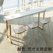 北欧实木大理石简易吧台桌椅，靠墙家用客厅奶，茶店白金色(白金色)长条桌