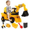 儿童电动挖掘机可坐可骑挖土机宝宝玩具车吊钩机机音乐四轮工程车