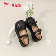 红蜻蜓女童鞋，春季校园黑色演出小皮鞋软底舒适透气休闲鞋