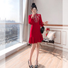 新年战袍裙子2024女装春装改良气质中国风复古长袖红色连衣裙