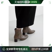 日本直邮Menue menue 方头短靴（1037 Greige x Wood Heel PU