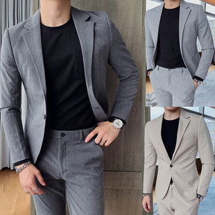 纯色男士西装套装韩版修身商务，职业休闲西服秋季英伦时尚正装礼服