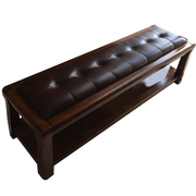 床尾凳实木长凳现代中式床边卧室床头凳子换鞋凳胡桃色乌金色网缘