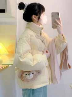 棉服女2023年冬季奶黄色棉袄冬装外套小个子今年流行羽绒棉衣