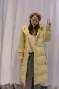 夏诗文定制狐狸毛领羽绒服女2019新款中长款过膝面包抖音修身腰带