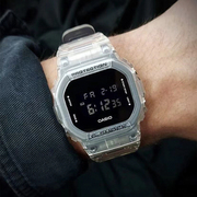 casio卡西欧透明小方块gshock冰韧系列，方形学生运动手表dw5600ske