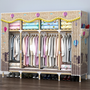 布衣柜(布衣柜)家用卧室实木简易衣柜，结实耐用衣柜出租房用组装收纳挂衣橱