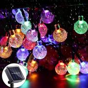 led太阳能气泡球灯串水晶圆球串灯户外庭院装饰彩灯USB两用款