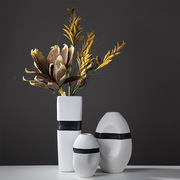 现代简约花瓶客厅家居饰品花艺，花瓶花艺摆件黑白陶瓷北欧花瓶