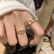 爱心镶钻~戒指女时尚个性韩国ins潮小众设计感高级开口指环食指戒