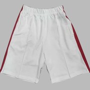 人大附中夏季纯棉白色，拼大红色宽条宽松休闲运动短裤五分裤中小学