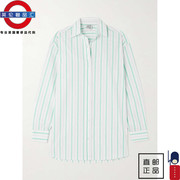 英伦4女baserange条纹，纯棉府绸衬衫式睡衣伦敦