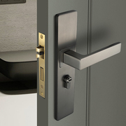 现代简约室内门锁黑色卧室房门，锁具家用通用型静音木门锁把手套装