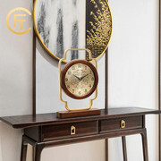 客厅座钟N新中式双面黄铜坐钟实木钟表两面台钟摆件静音装饰表