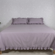 紫色大床单单件纯棉纯色超大100全棉带花边荷叶，边2米床被单枕套