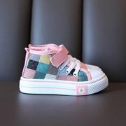 女童鞋2021春秋儿童中帮帆布鞋，男软底防滑小童，板鞋宝宝学步鞋