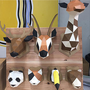 日本进口3D立体动物纸模家居墙饰品 纸质拼图儿童益智DIY手工玩具