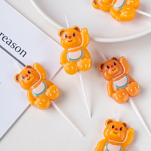 网红韩式ins围兜小熊蜡烛蛋糕装饰儿童宝宝周岁生日派对甜品装扮