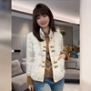 新中式国风白色宋锦棉服外套，女2023冬季小个子，短款夹棉羽绒服