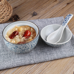 日式和风4.5英寸陶瓷盖碗蒸蛋，碗汤碗炖盅粥碗小碗特色餐具景德镇