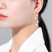 小绿叶珍珠流苏耳环长款气质小众设计感高级纯银耳针圆脸显瘦复古