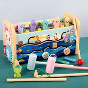 儿童木制多功能七合一音乐打地鼠宝宝敲琴卡通钓鱼玩具直供