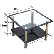 钢化玻璃小茶几圆形简约创意家用客厅小户型正方形不锈钢边几角几