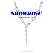 showdigu显脖子长项链y造型链子，吊坠个性百搭锁骨，链小众设计感女