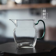 日式四方公道杯玻璃高档耐热加厚匀杯带把手手工透明茶具茶海