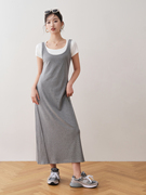 ron韩系休闲短袖吊带裙两件套2024夏季简约气质通勤时尚套装