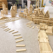 幼儿园玩具原木积木条300片儿童搭建拼装卡，普乐木制实木松木宝宝