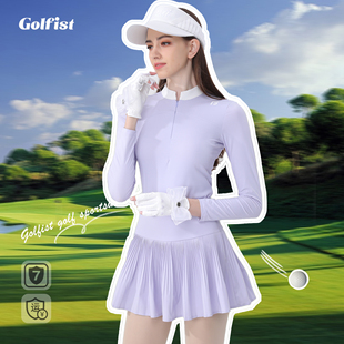 高尔夫女装网球套装春夏速干弹力，女士上衣长袖修身舒适裙子套装