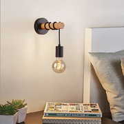 现代简约复古壁灯卧室客厅，床头灯创意个铁艺，木艺壁灯楼梯灯白色欧