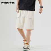 ProteusBoy短裤男款夏季男士日系纯色户外工装运动休闲五分中裤子