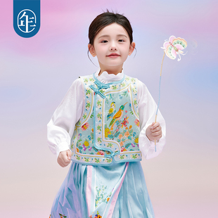 年衣童装马甲春款女宝新中式国风，儿童裙子马面，裙款式表演服
