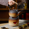 法风中式陶壶烧水壶电陶炉煮茶器陶瓷围炉，煮茶壶明火碳炉罐提梁壶