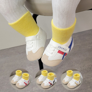 秋冬新生婴儿0-1岁男女，宝宝软底鞋袜不掉跟保暖运动防滑学步鞋子
