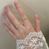 金色锆石开口戒指女法式小众设计感食指戒高级感复古vintage指环