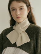 秋冬季100%纯羊绒穿孔小围巾短款针织保暖小围脖百搭护颈男女同款