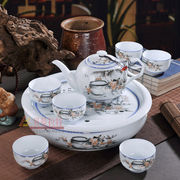 景德镇陶瓷器青花8头功夫茶具套装陶瓷大茶盘大容量茶壶