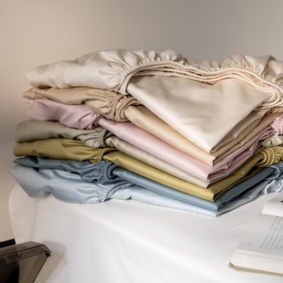无印良品100支长绒棉床笠单件纯棉，贡缎床单简约纯色床垫保护罩