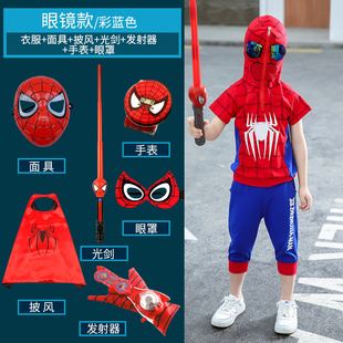 男童蜘蛛侠短袖两件套装宝宝超人衣服3岁4洋气儿童夏装2021潮