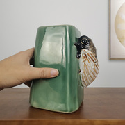 石湾公仔创意花瓶摆件陶瓷一鸣惊人可养植物插花中式创意装饰摆件