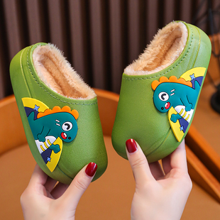 儿童棉拖鞋2023冬季男童拖鞋可爱女孩室内小孩亲子宝宝毛毛鞋